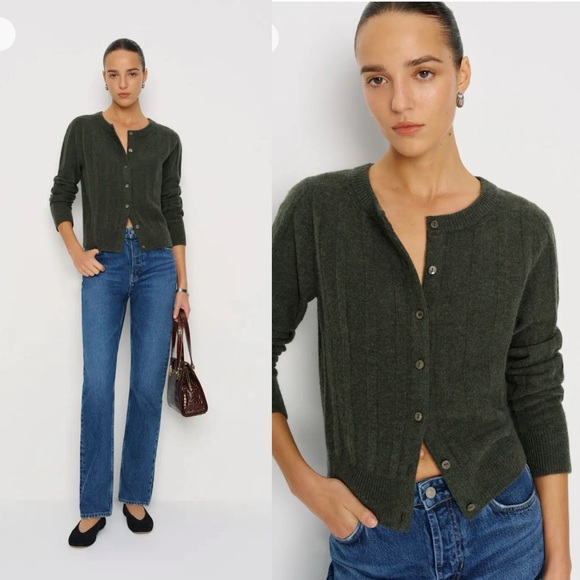 Reformation Sweaters - NWT Reformation Hannah Crew Cardigan in Thyme